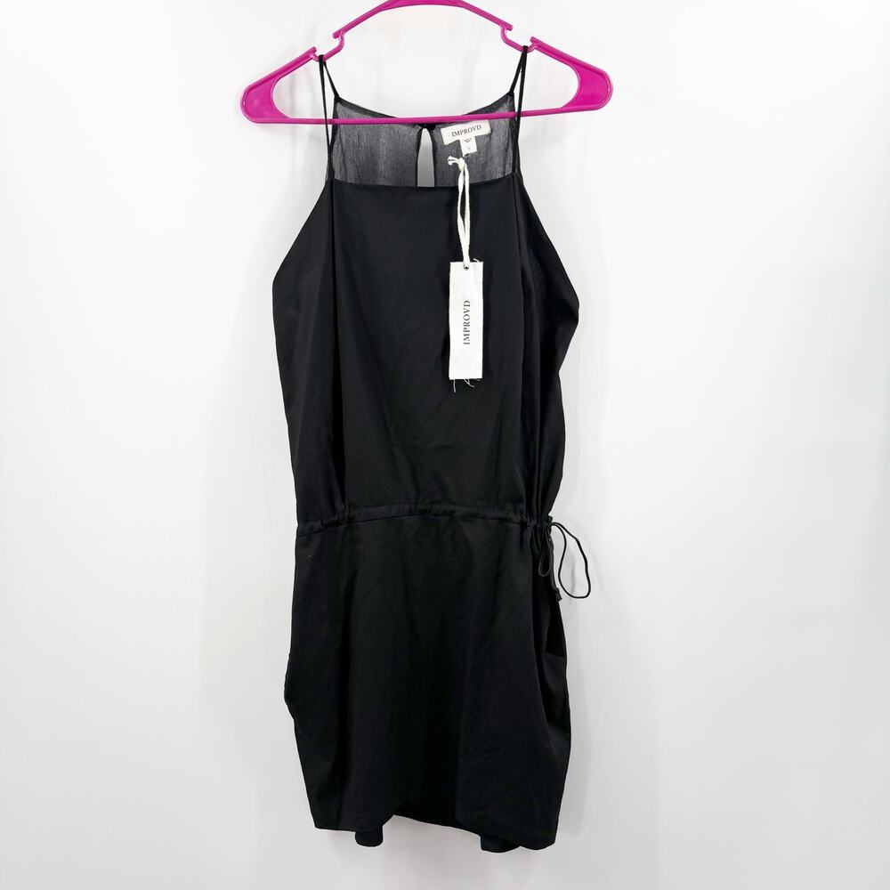 Improvd Dress SZ Large Suzi Blk Drawstring Mini NWT Edgy Minimalist Avant Garde